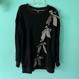 Adore Me Black Sweater with Bows NWT